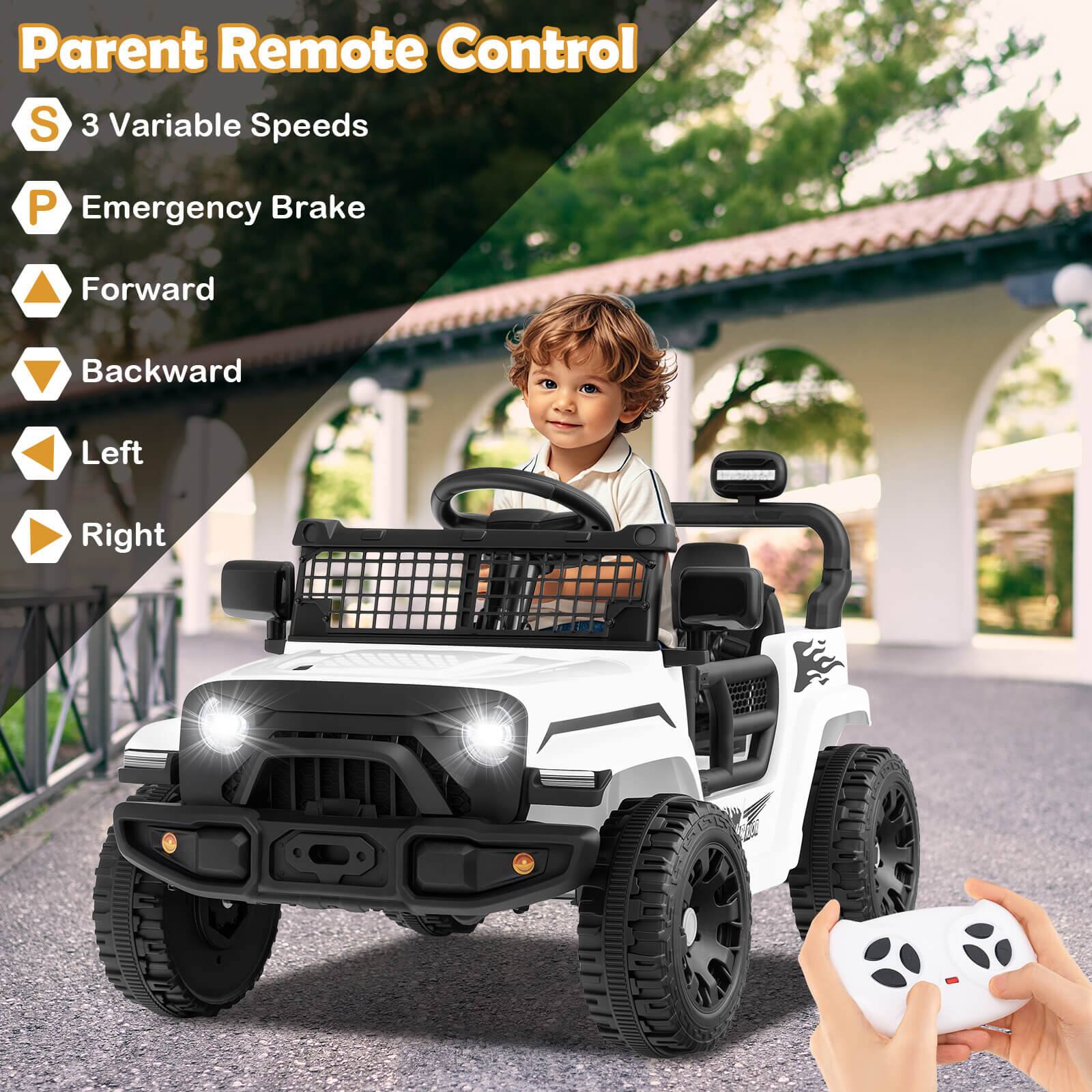 Parent Remote Control

- S 3 Variable Speeds
- P Emergency Brake
- Forward
- Backward
- Left
- Right