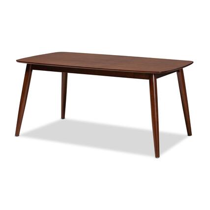 Front. Baxton Studio - Edna Mid-Century Modern Finished Wood Dining Table - Walnut.