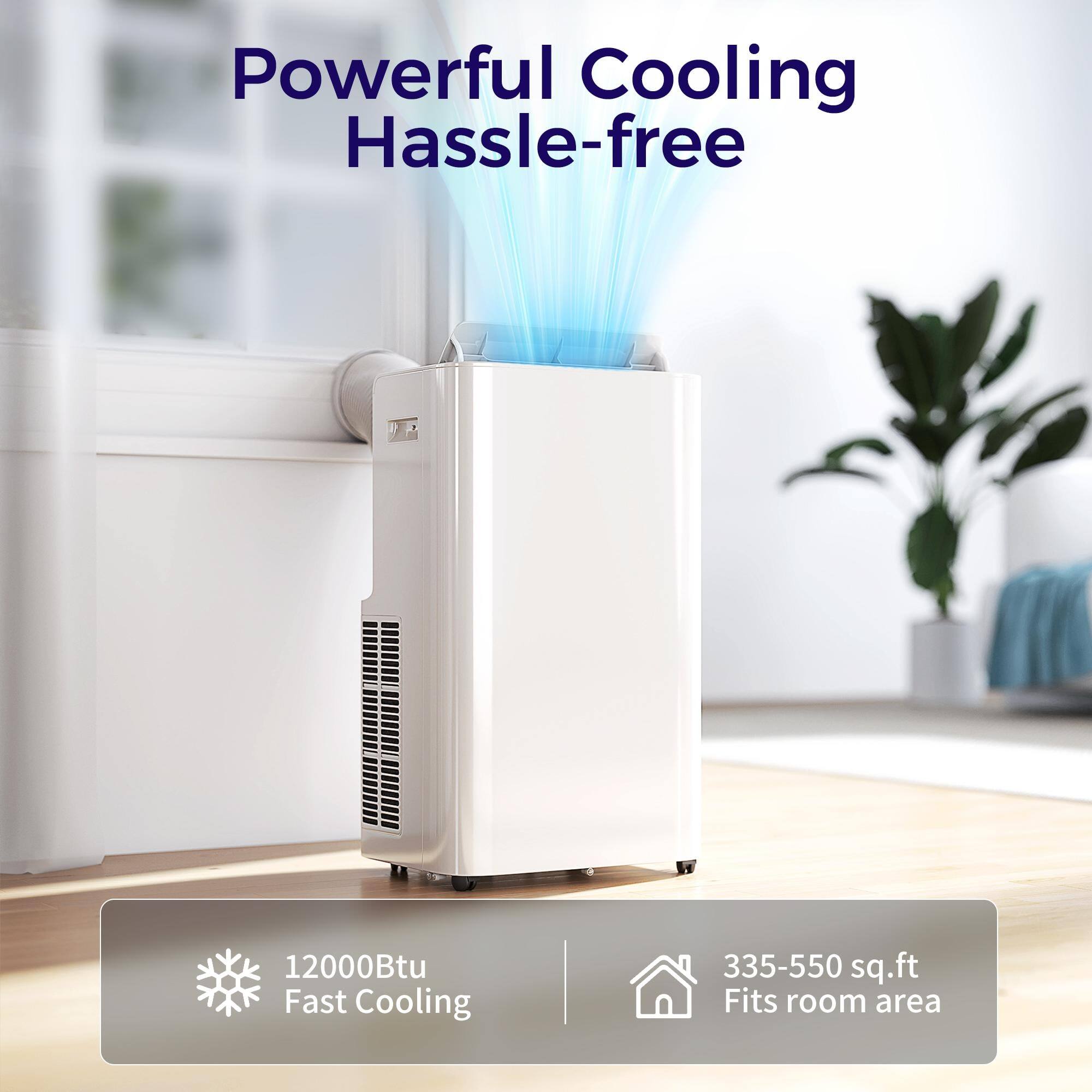 Powerful Cooling Hassle-free

12000Btu Fast Cooling

335-550 sq.ft Fits room area