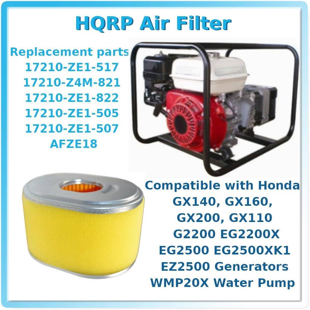 HQRP Air Filter

Replacement parts:
- 17210-ZE1-517
- 17210-Z4M-821
- 17210-ZE1-822
- 17210-ZE1-505
- 17210-ZE1-507
- AFZE18

Compatible with Honda:
- GX140
- GX160
- GX200
- GX110
- G2200
- EG2200X
- EG2500
- EG2500XK1
- EZ2500 Generators
- WMP20X Water Pump