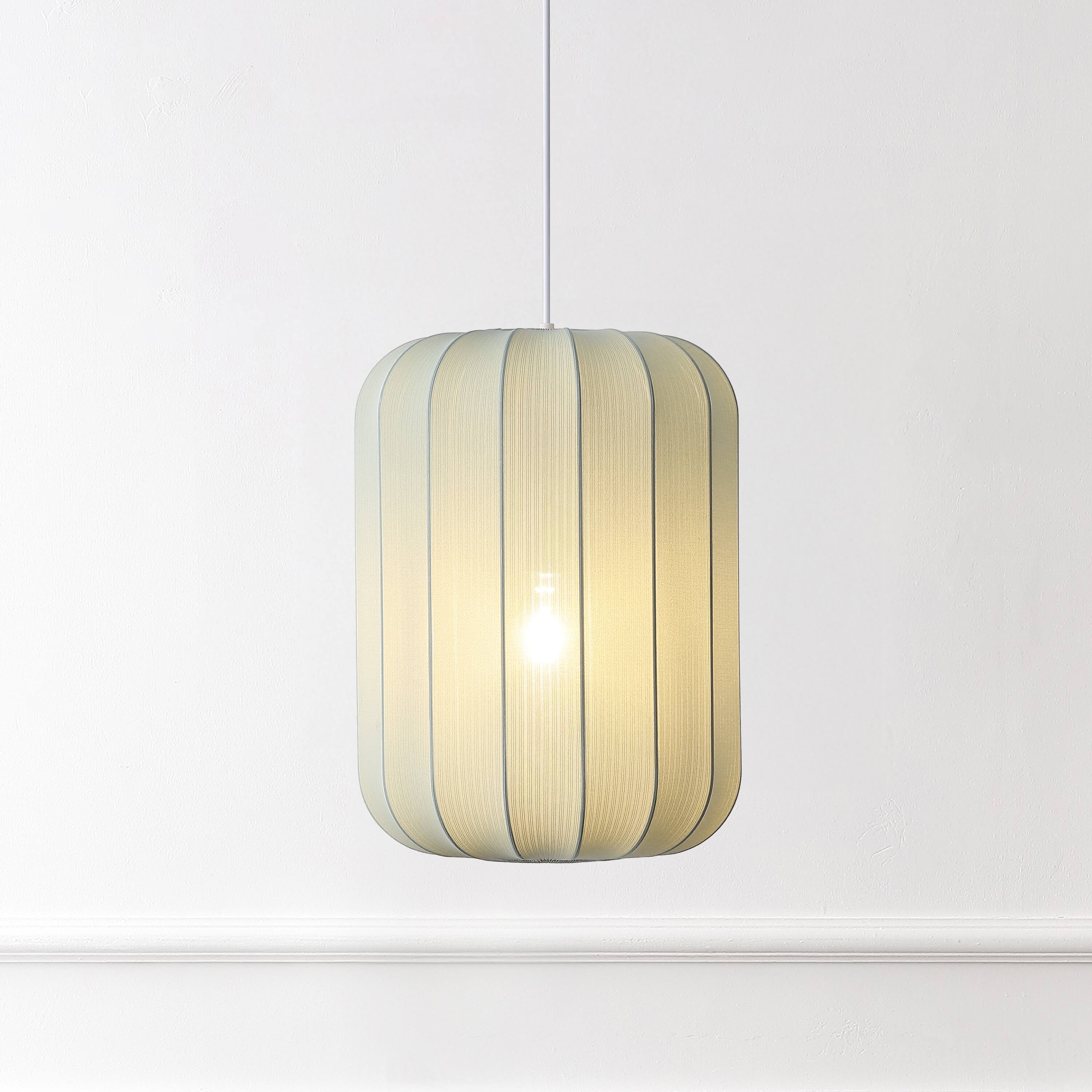 Alt View 1. Jonathan Y - Aurelia 13.75" 1-Light Scandinavian Adjustable Lantern Metal with Ribbed Cocoon Capsule Shade LED Pendant, Dusty Blue - Dusty Blue.