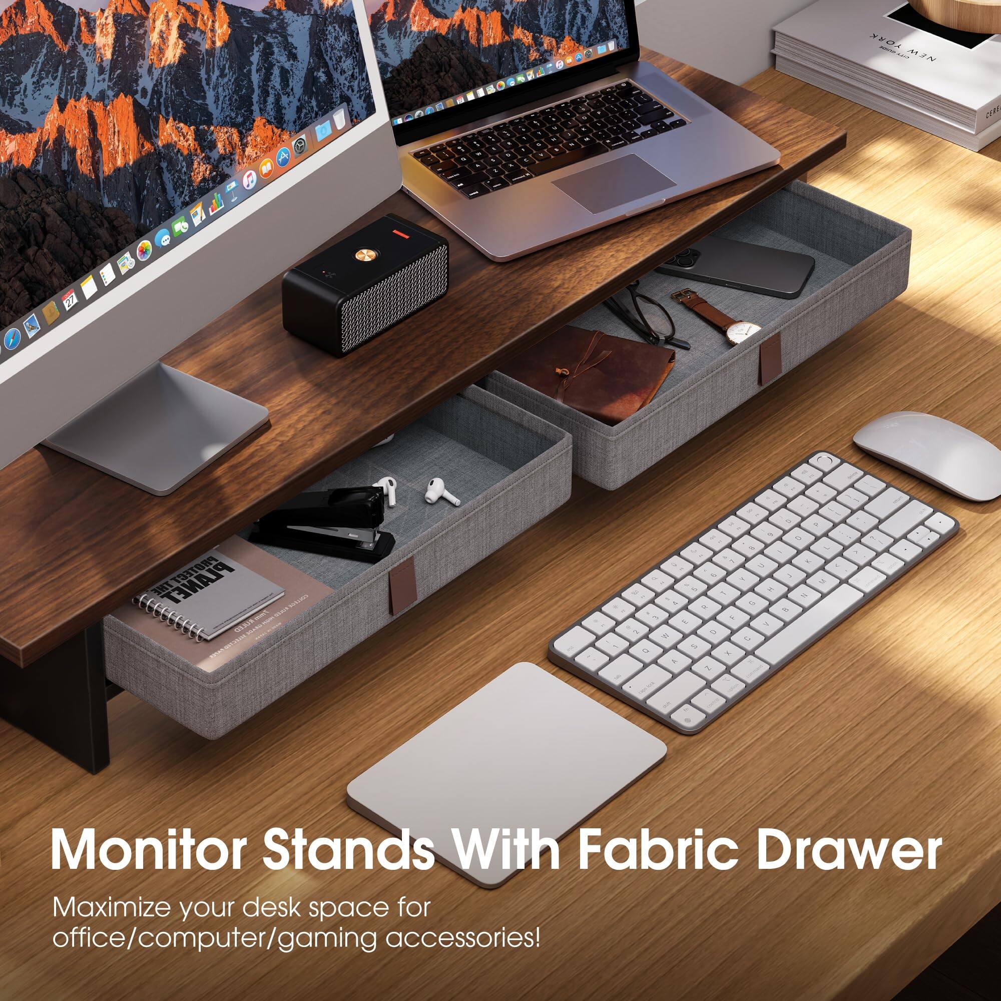 Monitor Stands With Fabric Drawer  
Maximize your desk space for office/computer/gaming accessories!