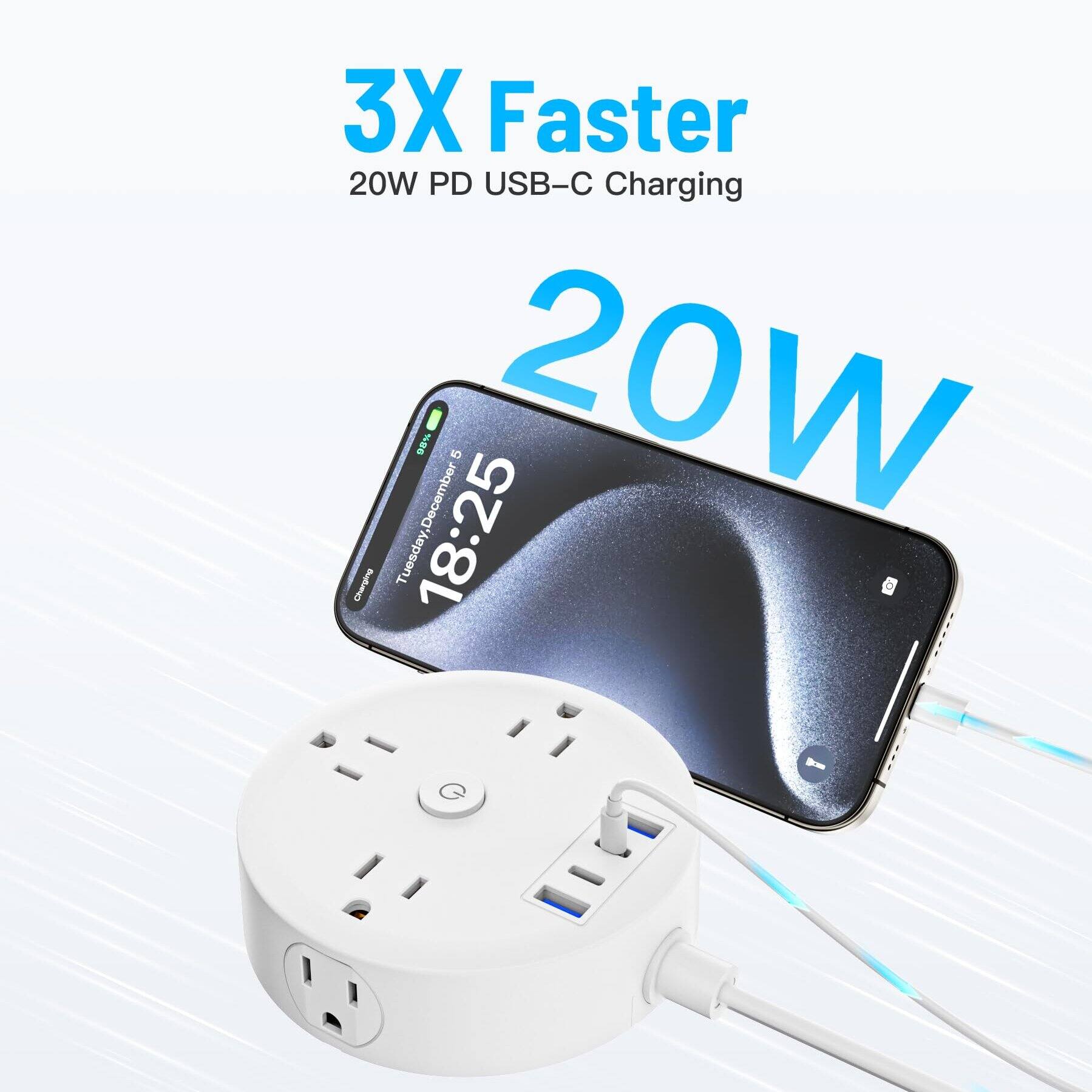 3X Faster  
20W PD USB-C Charging  

20W  

Tuesday, December 10  
18:25