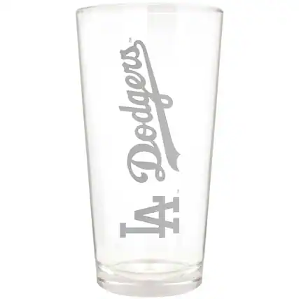 Front. Great American Products - Los Angeles Dodgers Etched 16oz. Vertical Rally Cry Pint Glass - Multicolor.