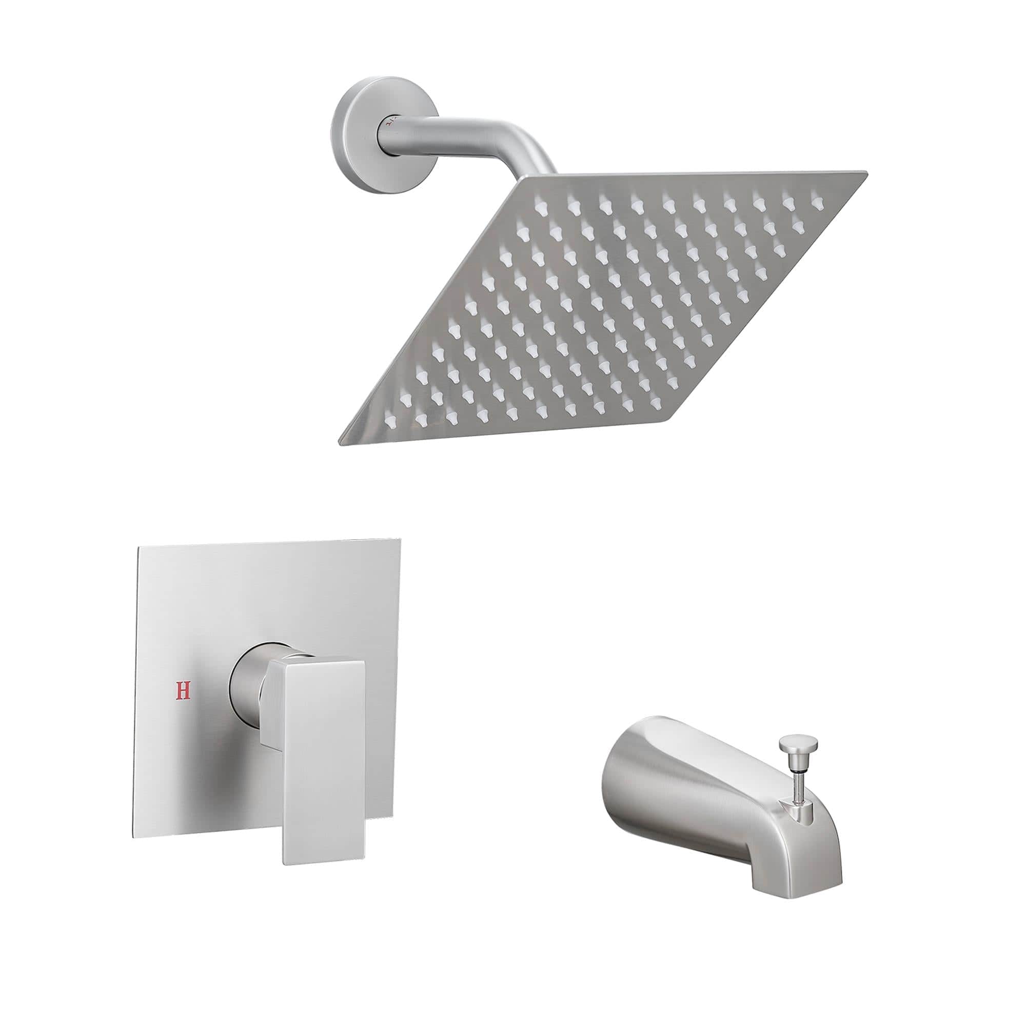 Boyel Living - Concealed Shower Faucet Set 8Inch 304 High Pressure Rain Head Copper Body 350000 Cartridge - brushed nickel