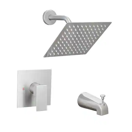 Front. Boyel Living - Brushed Nickel Concealed Shower Faucet Set 8Inch 304 High Pressure Rain Head Copper Body 350000 Cartridge - brushed nickel.