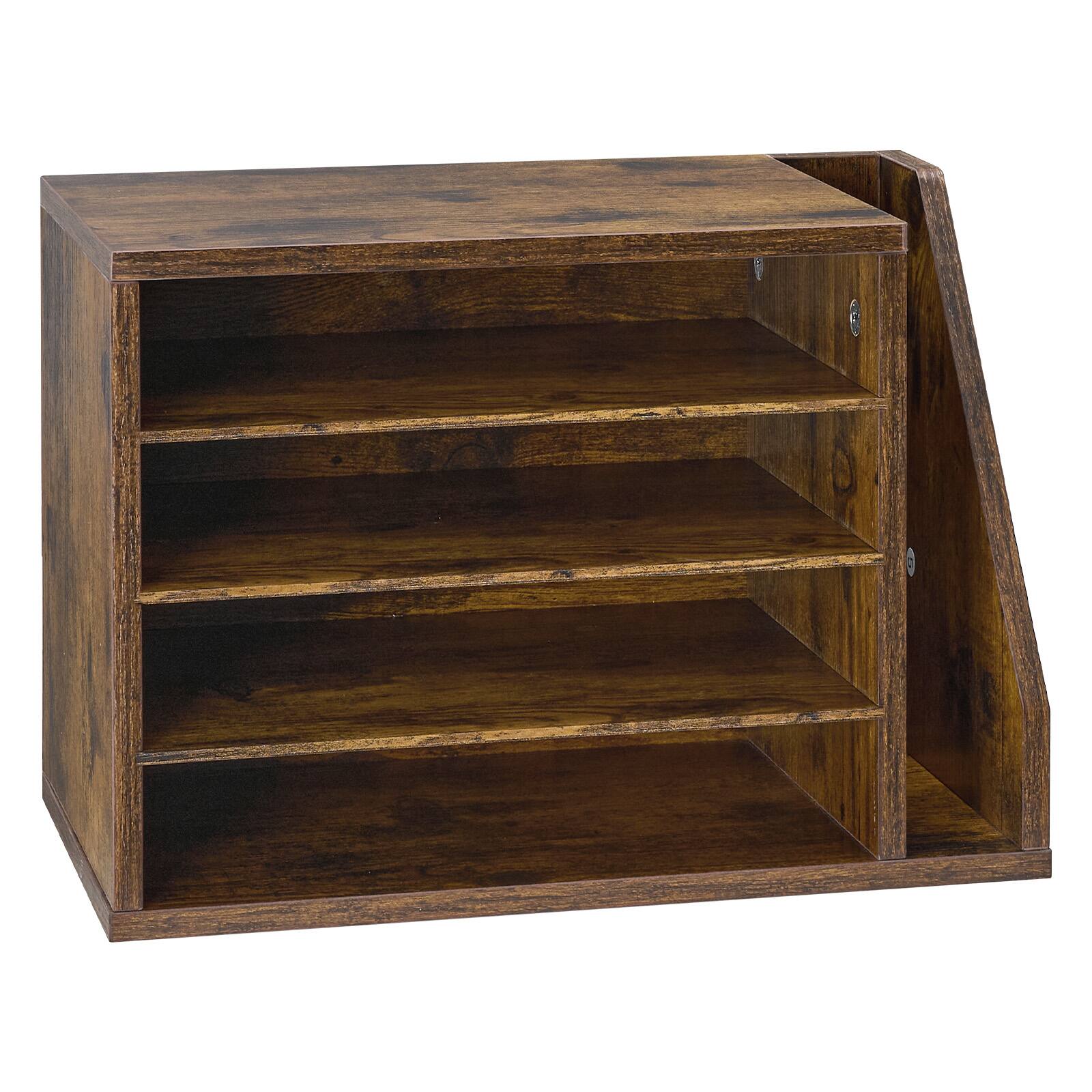 Alt View 5. VEVOR - Literature Organizer, 4 Compartments Office Mailbox with Detachable Shelves, Wooden Mailbox Sorter - Brown.