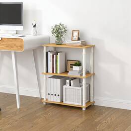 HOMLUX - 3-Tier 29.5" Corner Shelf Open Shelves for Display for Living Room and Office Organization - Beech & White