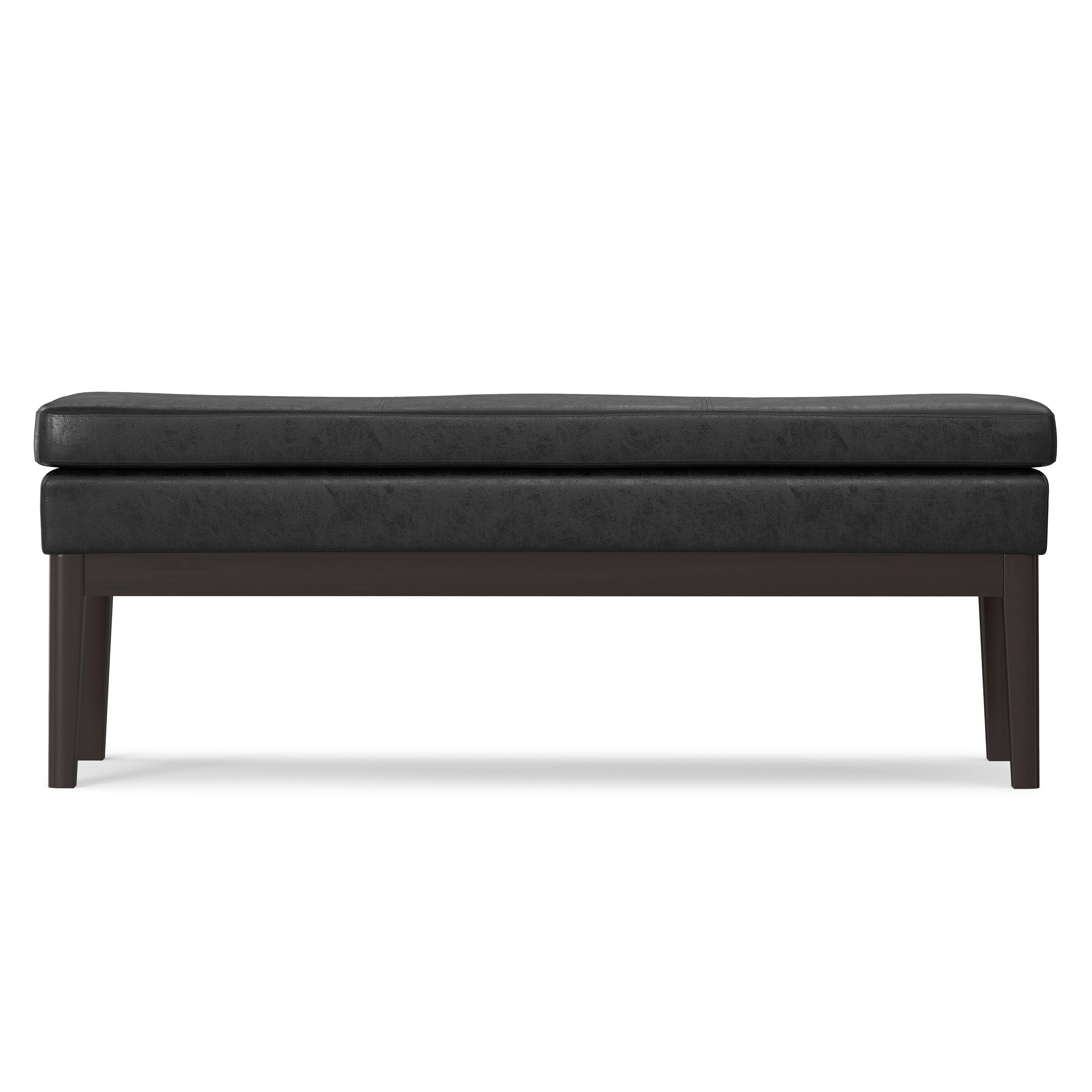 Left. Simpli Home - Carlson Ottoman Bench in Distressed Black - Distressed Black.