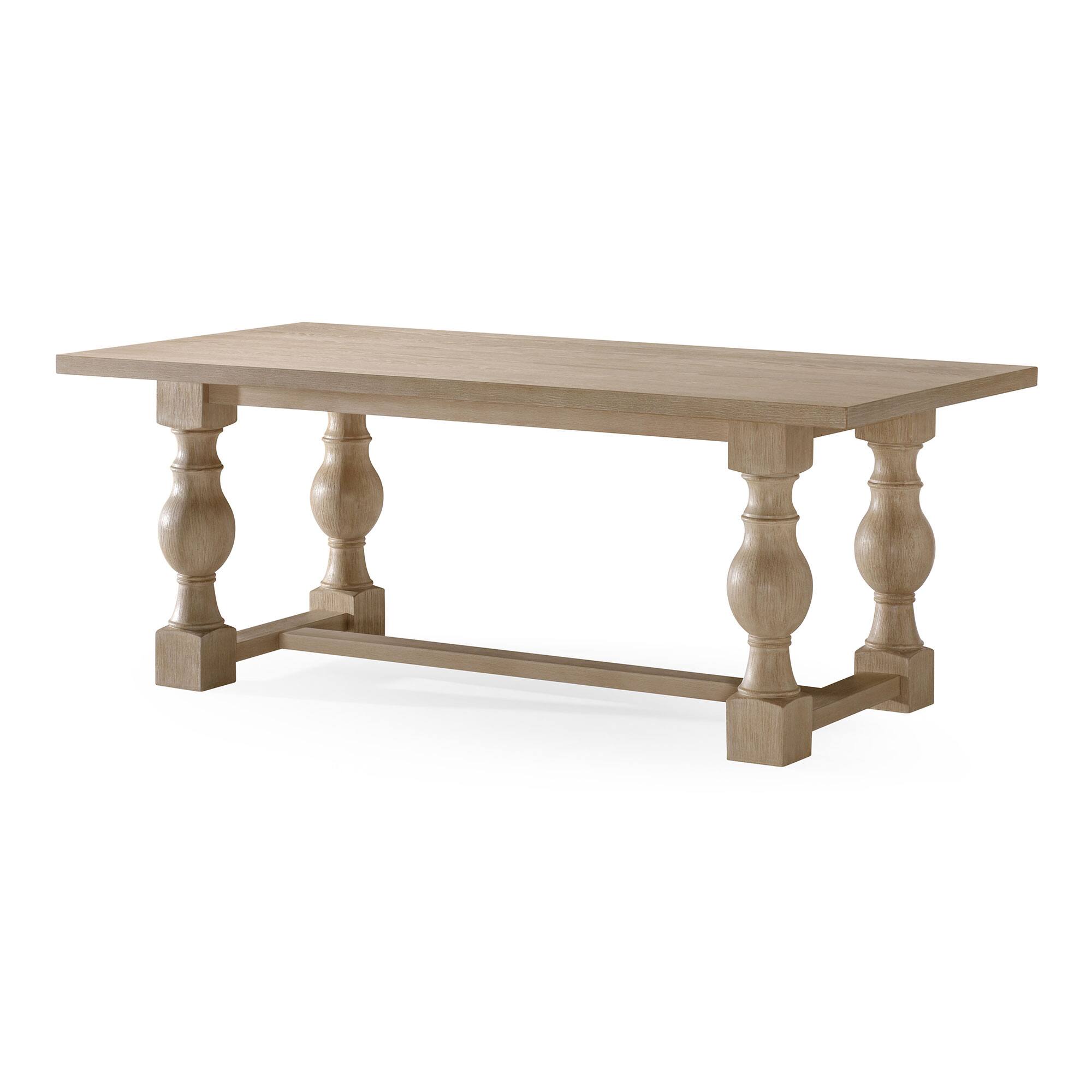 Front. Maven Lane - Maven Lane Leon Traditional Wooden Dining Table in Antiqued White Finish - Antiqued White.