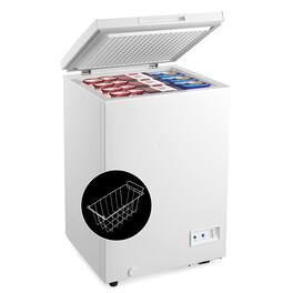 Costway - 3.5 Cubic Feet Chest Freezer w/Removable Storage Basket Deep Freezer - White