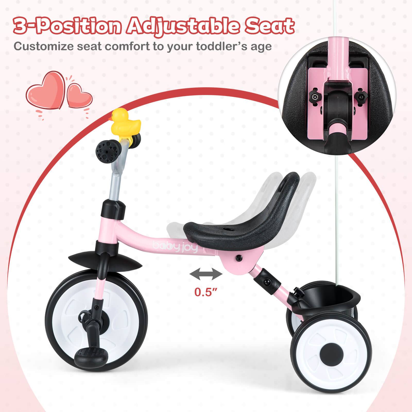 3-Position Adjustable Seat  
Customize seat comfort to your toddler's age  

baby joy  
0.5"