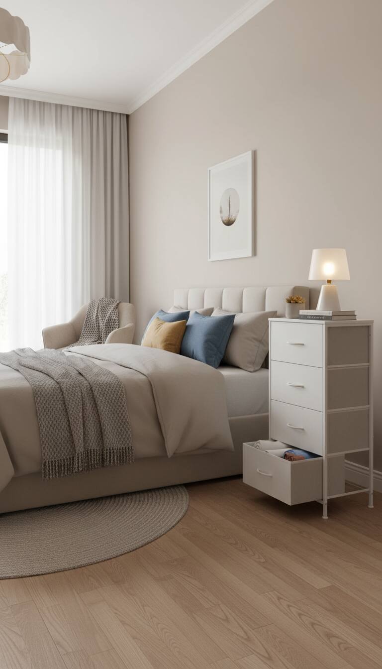 Alt View 4. AOITUN - Modern 4 Drawer Fabric Dresser, Chest of Drawer Organizer Storage Cabinet for Bedroom Clothes Closet, Entryway - White.