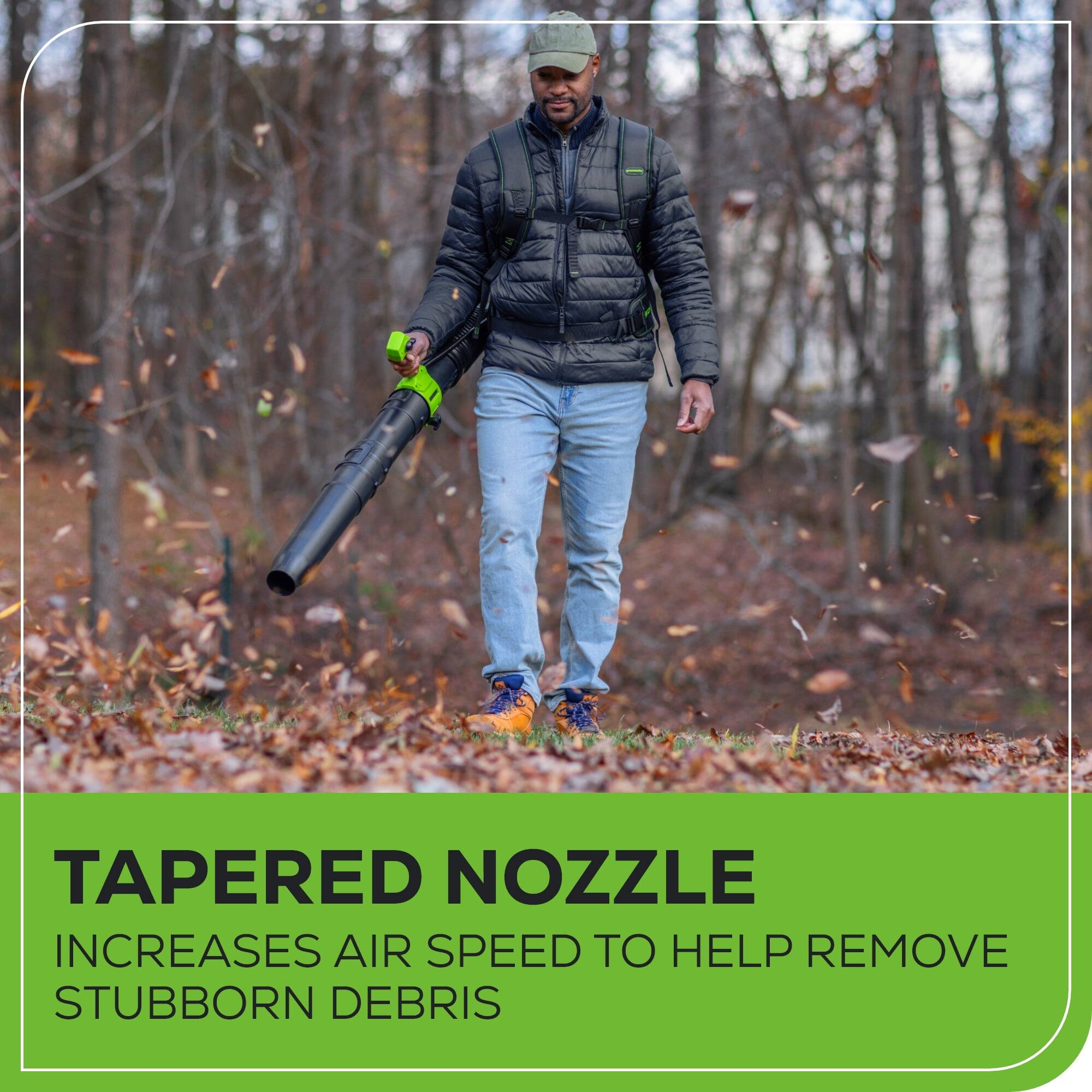 TAPERED NOZZLE  
INCREASES AIR SPEED TO HELP REMOVE STUBBORN DEBRIS