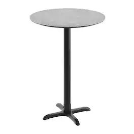 Emma + Oliver - PureShield Tabletop with Seam-Free Surface Innovation and Bar Height Base - Gray Faux Concrete/Black Base