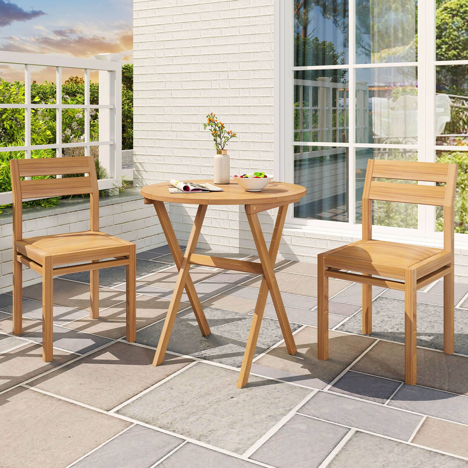 Alt View 5. Costway - Costway Outdoor Side Table with Slatted Tabletop & X-Shaped Structure Coffee Table - Natural.