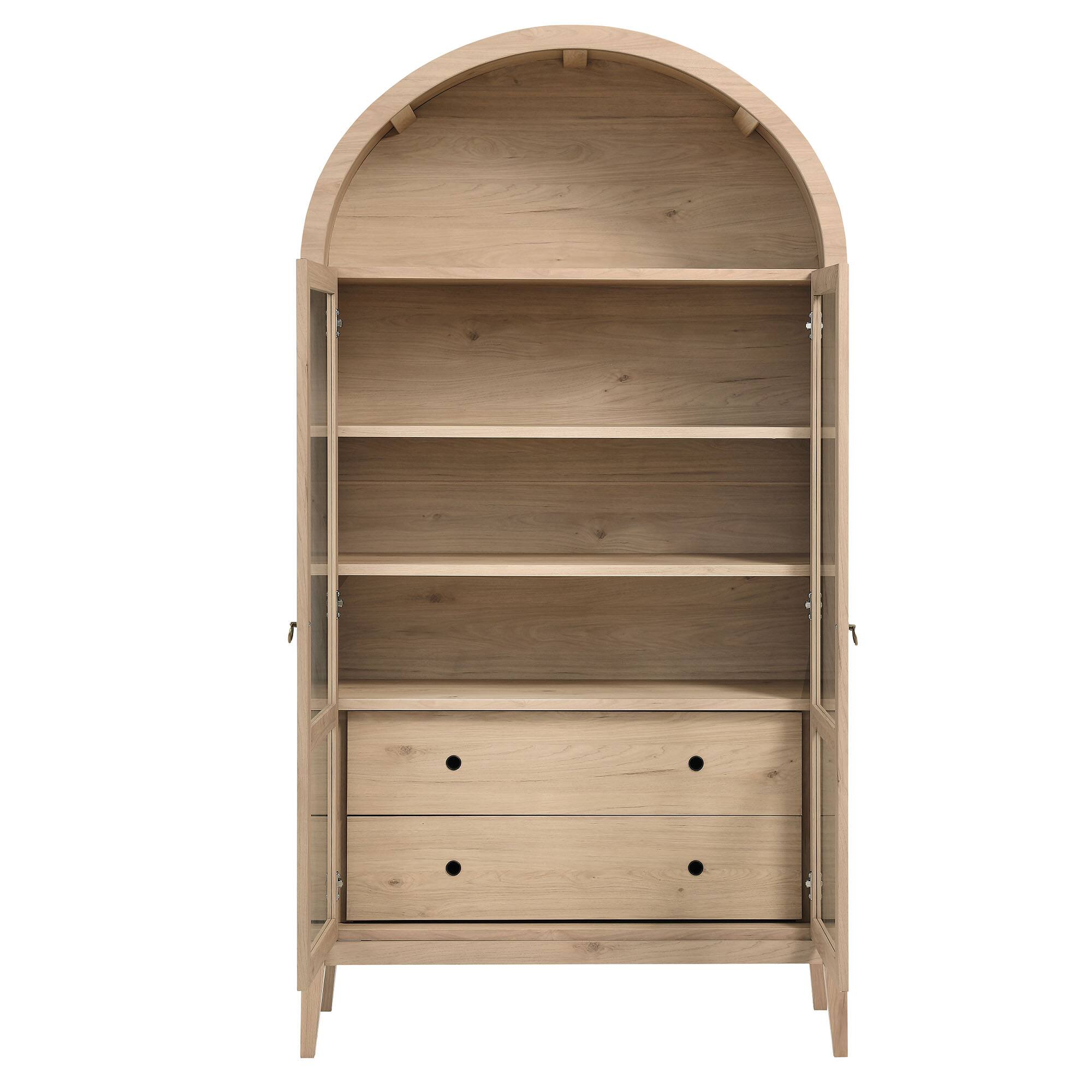 Alt View 5. Modway - Nolan 74" Tall Wide Arched Storage Display Cabinet by Modway - Light Oak.
