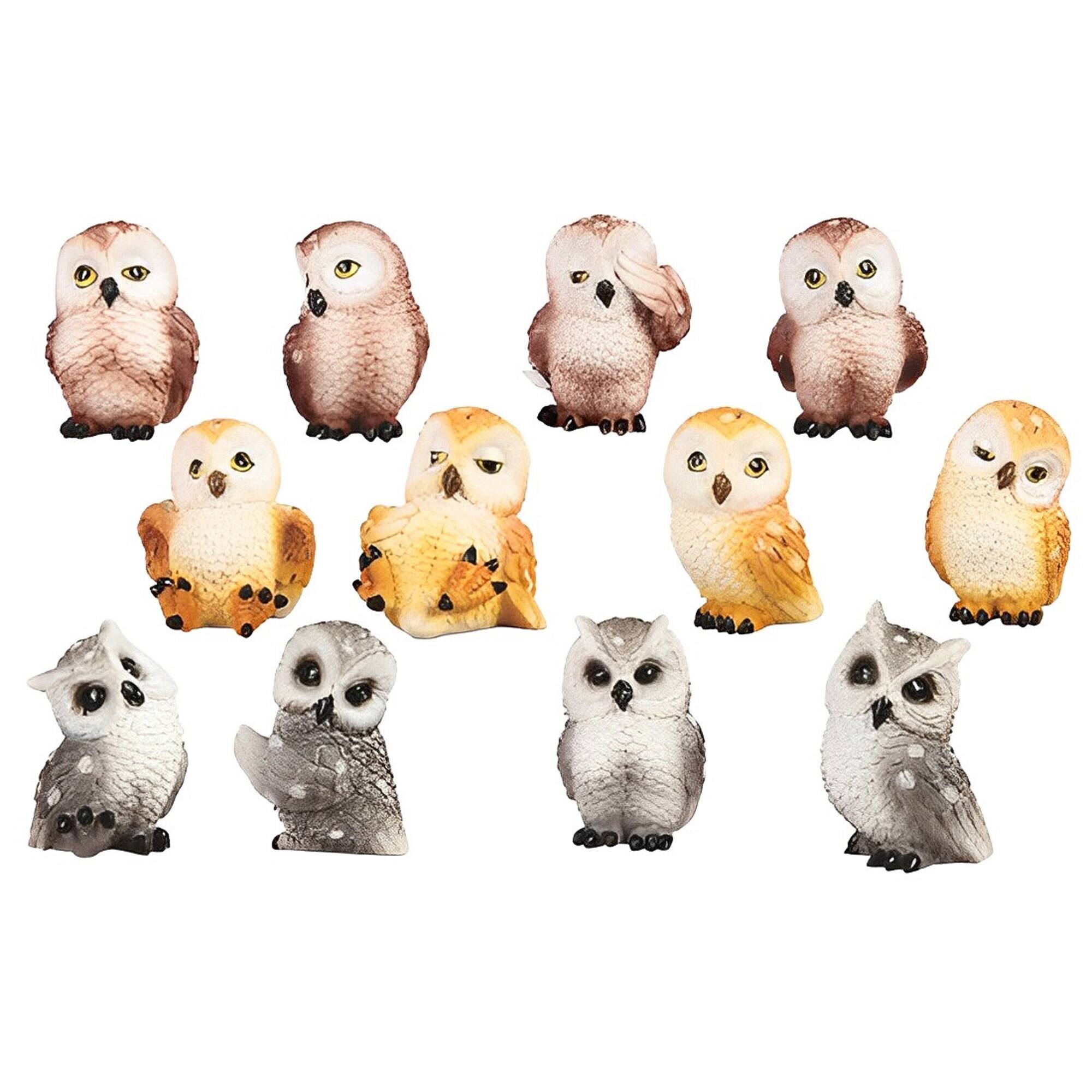 Front. FC Design - FC Design 12-PC Set Mini Owl 2"H Figurine Statue Office Desk Tabletop Home Decor Gift - Multi-Color.