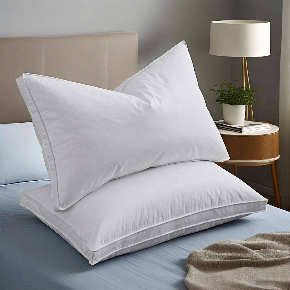 Angle. Peace Nest - Peace Nest Goose Feather Down Gusseted Bed Pillows Set of 2, Classic, Queen - gusset.
