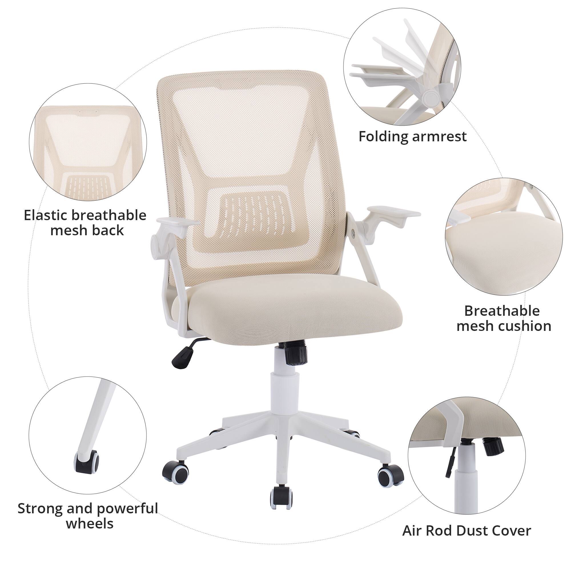 - Folding armrest
- Elastic breathable mesh back
- Breathable mesh cushion
- Strong and powerful wheels
- Air Rod Dust Cover