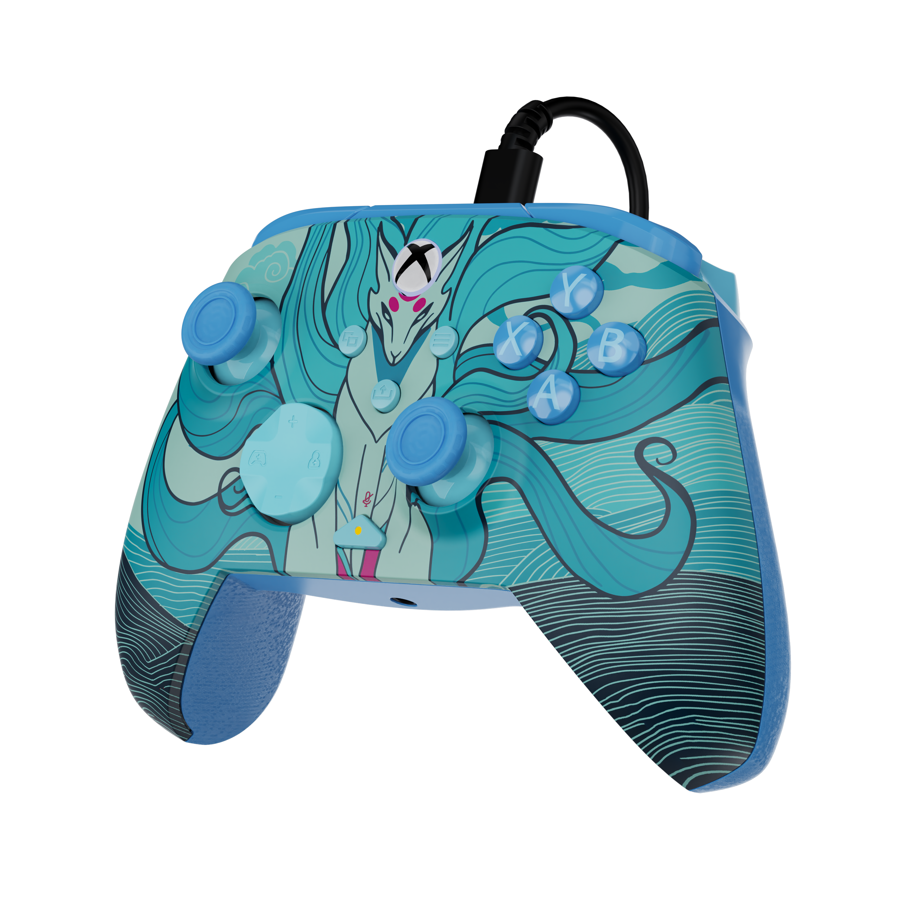 Back. Turtle Beach - REMATCH™ Advanced Wired Controller - Blue Kitsune EverGLOW for XB, PC - Blue Kitsune.