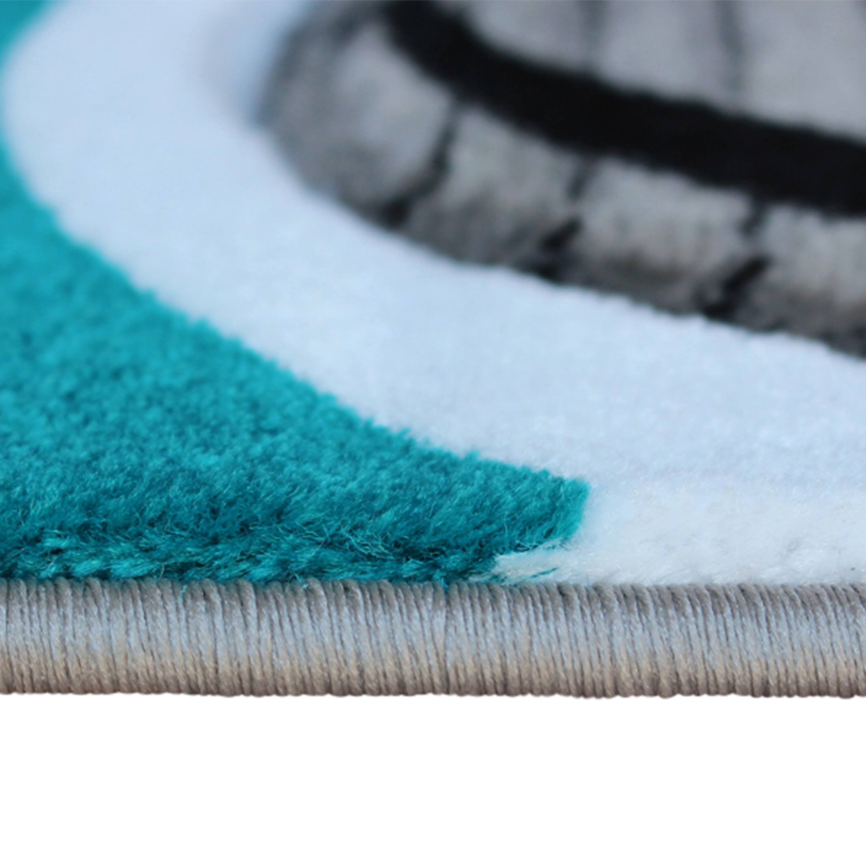 Alt View 4. Emma + Oliver - Modal Accent Rug with Modern 3D Sculpted Swirl Pattern and Varied Texture Piling - Turquoise.