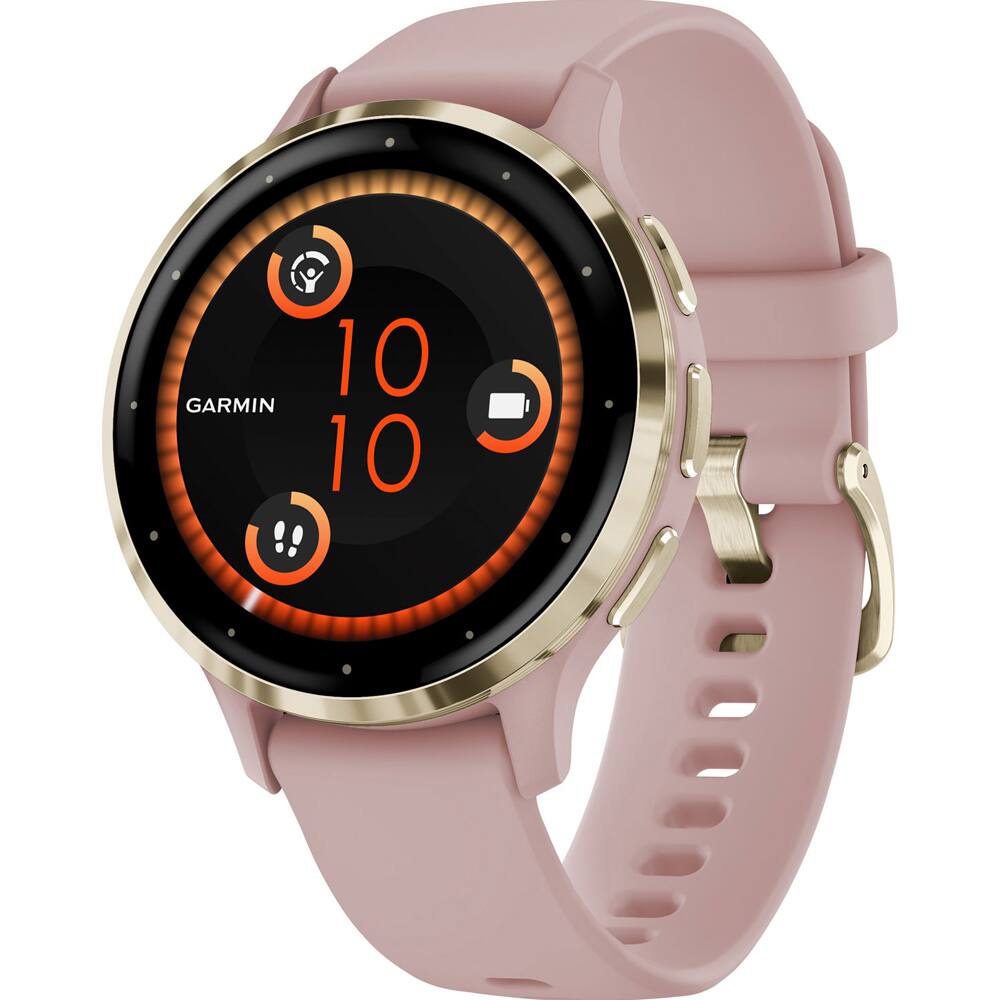 Alt View 2. Garmin - Venu 3S Fitness GPS Smartwatch Gold Bezel (41mm) + 2 Year Extended Warranty Bundle - Soft Gold Stainless Steel|Dust Rose.