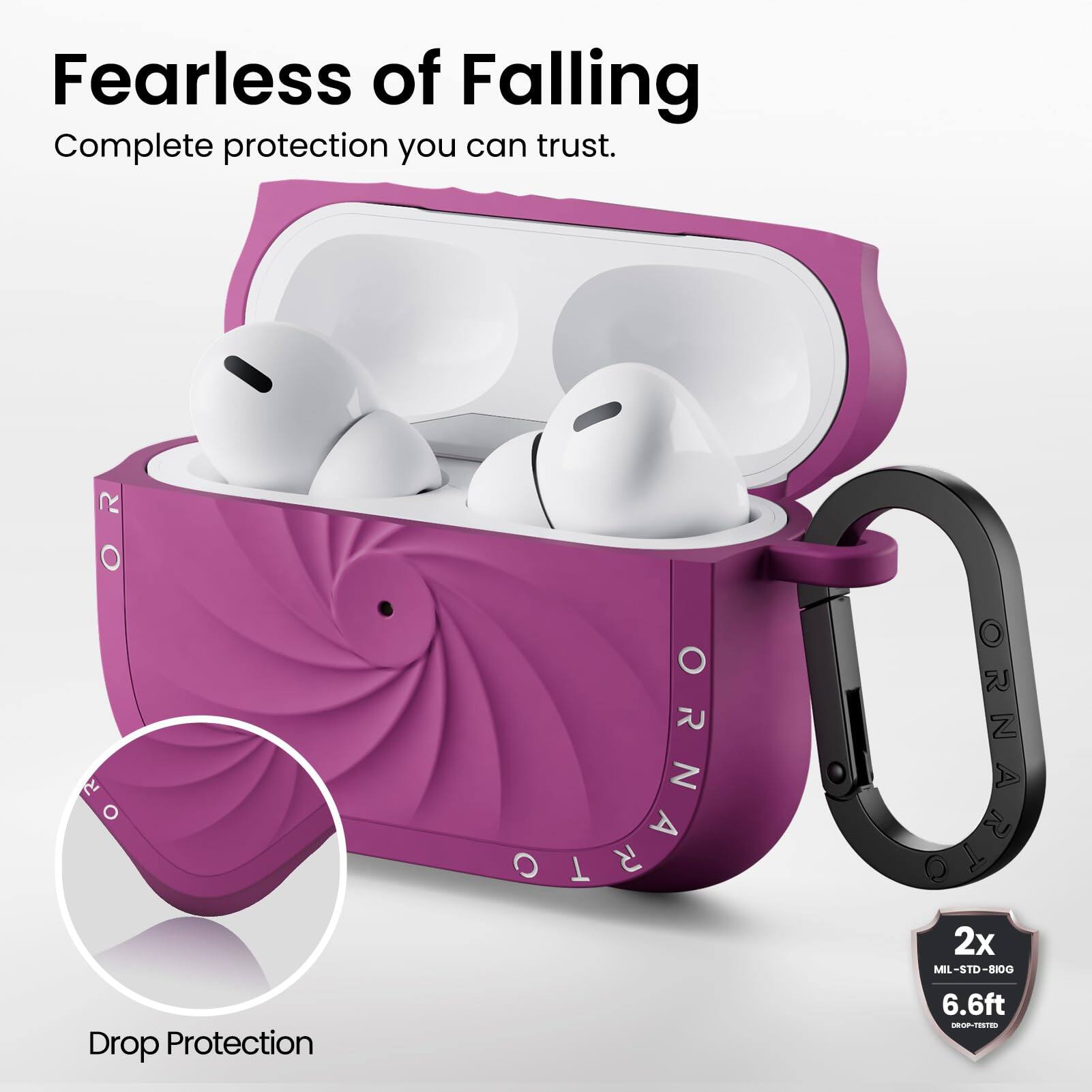 Fearless of Falling  
Complete protection you can trust.  

Drop Protection  

2x  
MIL-STD-810G  
6.6ft  
DROP-TESTED