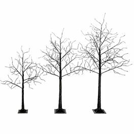 RYHNUYNE - 3-Pack Black Christmas Tree Set, 4FT 5FT 6FT Sizes Purple LED Lights Lighted Xmas Holiday Decor - Black,Purple