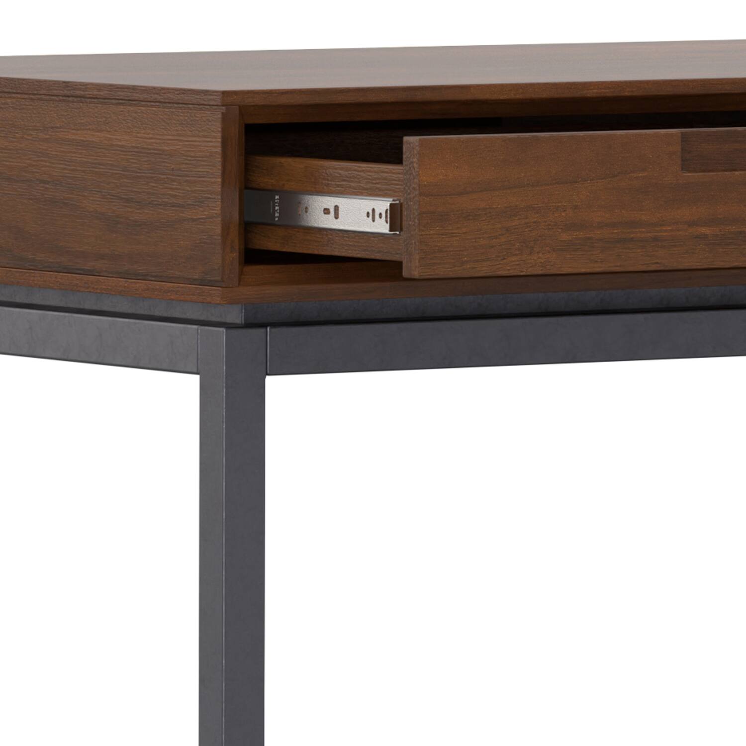 Alt View 6. Simpli Home - Banting SOLID WOOD Industrial 72 inch Wide Desk in Walnut - Walnut Veneer.