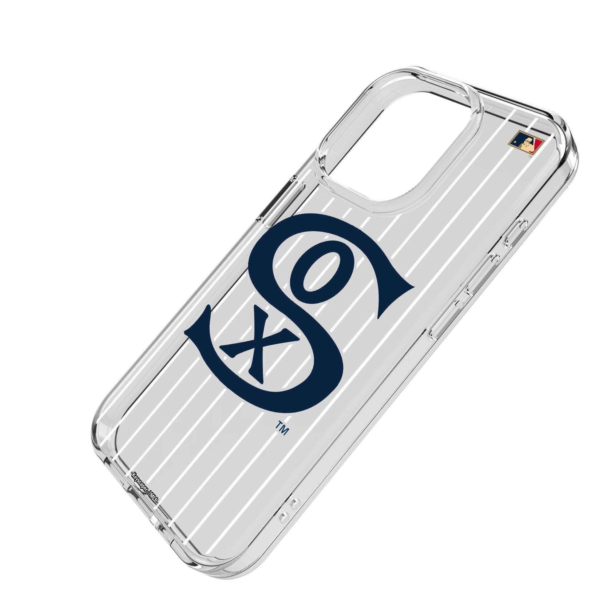 Alt View 1. Keyscaper - Chicago White Sox Cooperstown Pinstripe iPhone Clear Case - 15 - Multicolor.