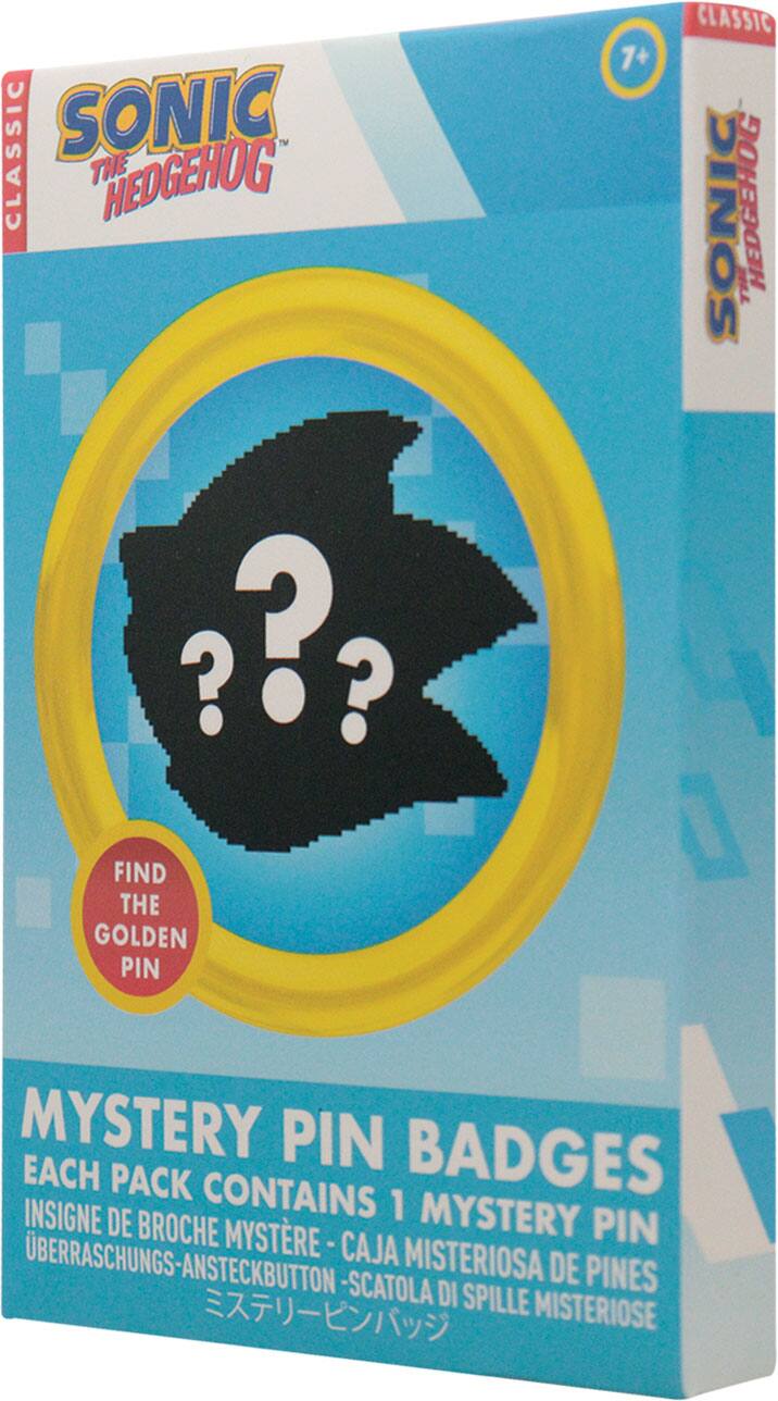 CLASSIC 7+ CLASSIC SONIC THE HEDGEHOG SONIC HEDGEHOG TM

FIND THE GOLDEN PIN

MYSTERY PIN BADGES

EACH PACK CONTAINS 1 MYSTERY PIN

INSIGNE DE BROCHE MYSTÈRE - CAJA MISTERIOSA DE PINES - ÜBERRASCHUNGS-ANSTECKBUTTON - SCATOLA DI PINES - ミステリーピンバッジ
