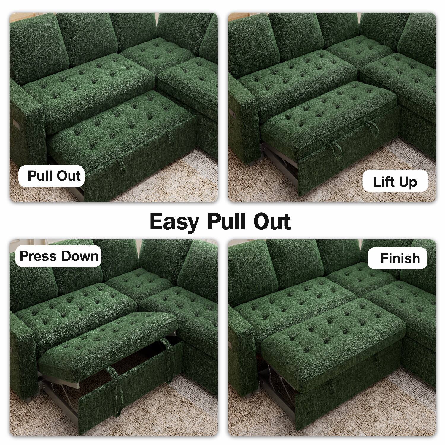 Easy Pull Out

1. Pull Out
2. Lift Up
3. Press Down
4. Finish
