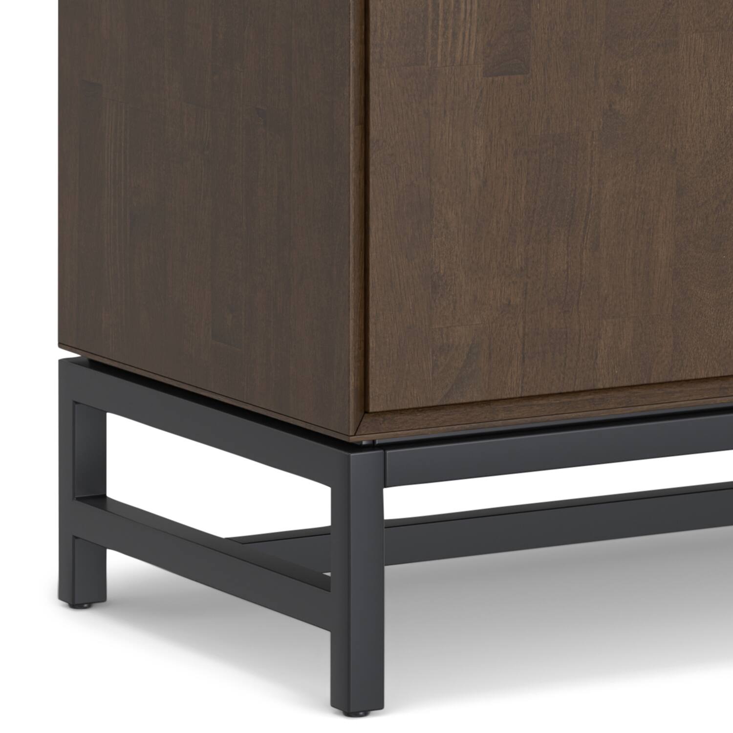 Alt View 8. Simpli Home - Banting SOLID HARDWOOD Modern Industrial 32 inch Wide Bar Cabinet in Walnut Brown - Walnut Brown.