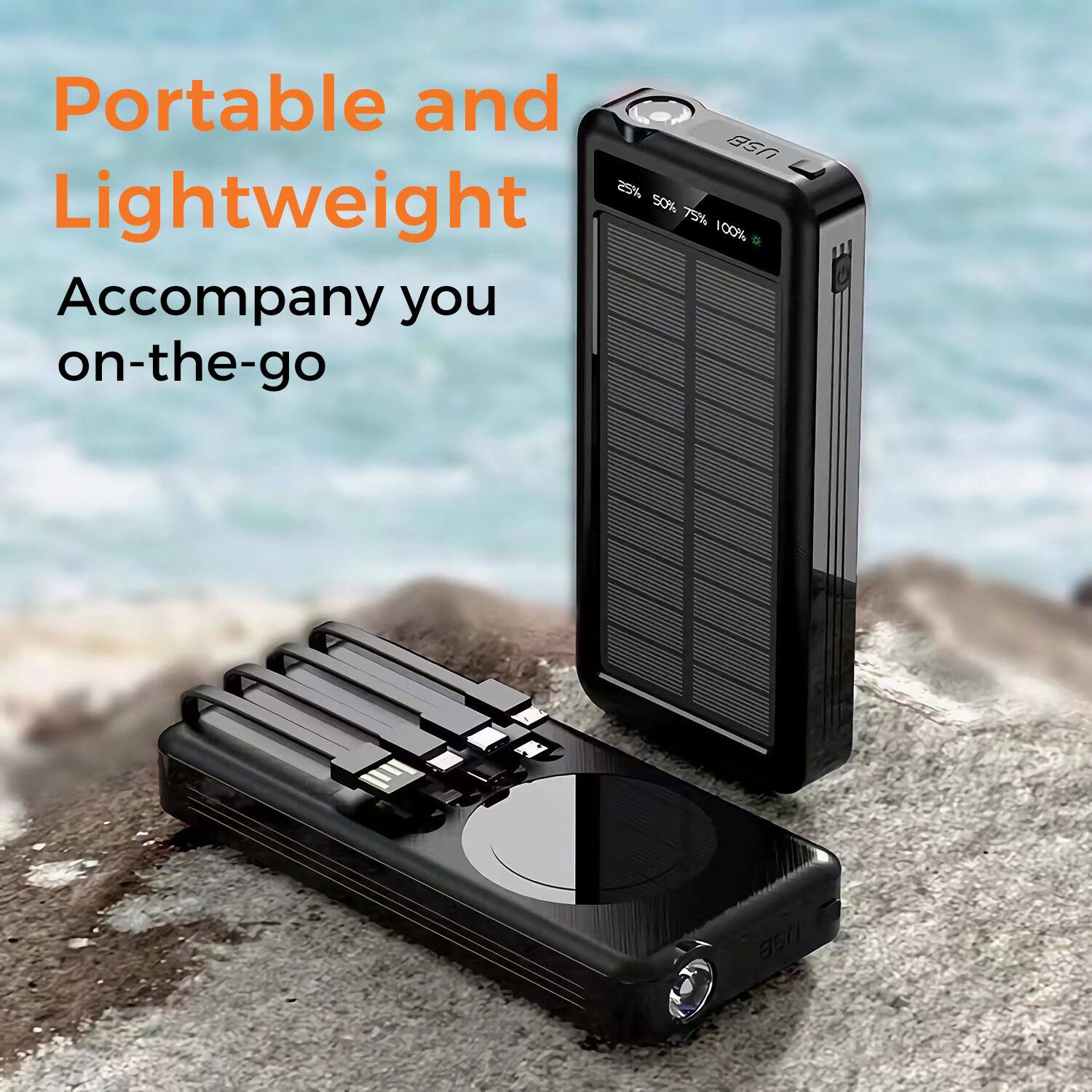 Portable and Lightweight Accompany you on-the-go USB 25% 50% 75% 100%