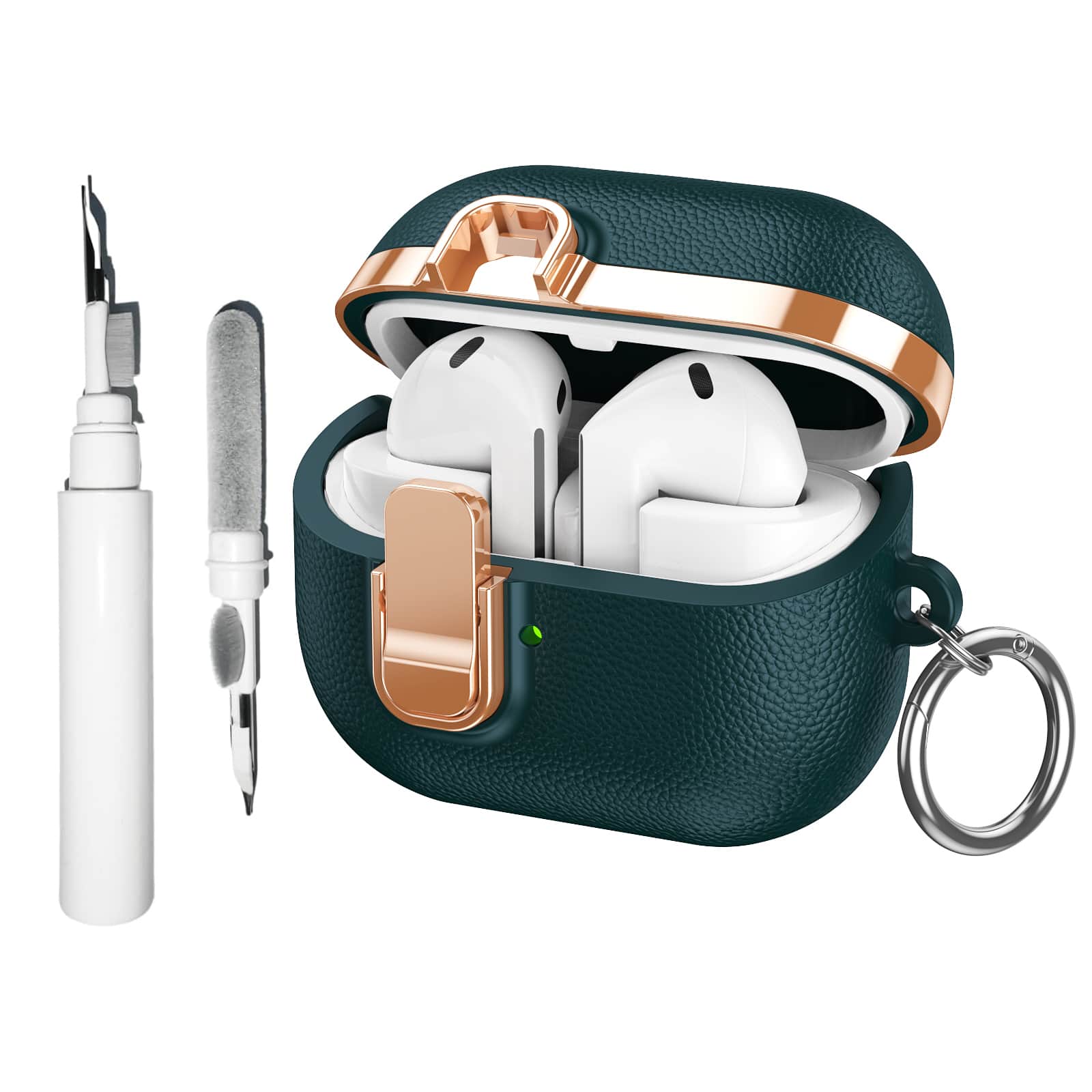 Dteck - Slim Faux Leather Texture Case for Samsung Galaxy Buds 3 / 3 Pro / 3 FE,Shockproof TPU Cover w/ Secure Lock & Carabiner - Darkgreen price history on PriceWatchPro