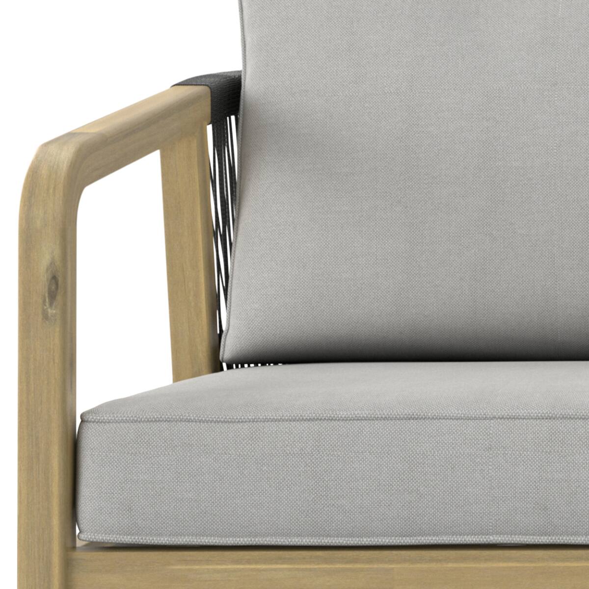 Alt View 9. Simpli Home - Palmetto SOLID ACACIA WOOD 58 inch Wide Contemporary Outdoor Sofa in Polyester Fabric, Fully Assembled - Stone Grey.