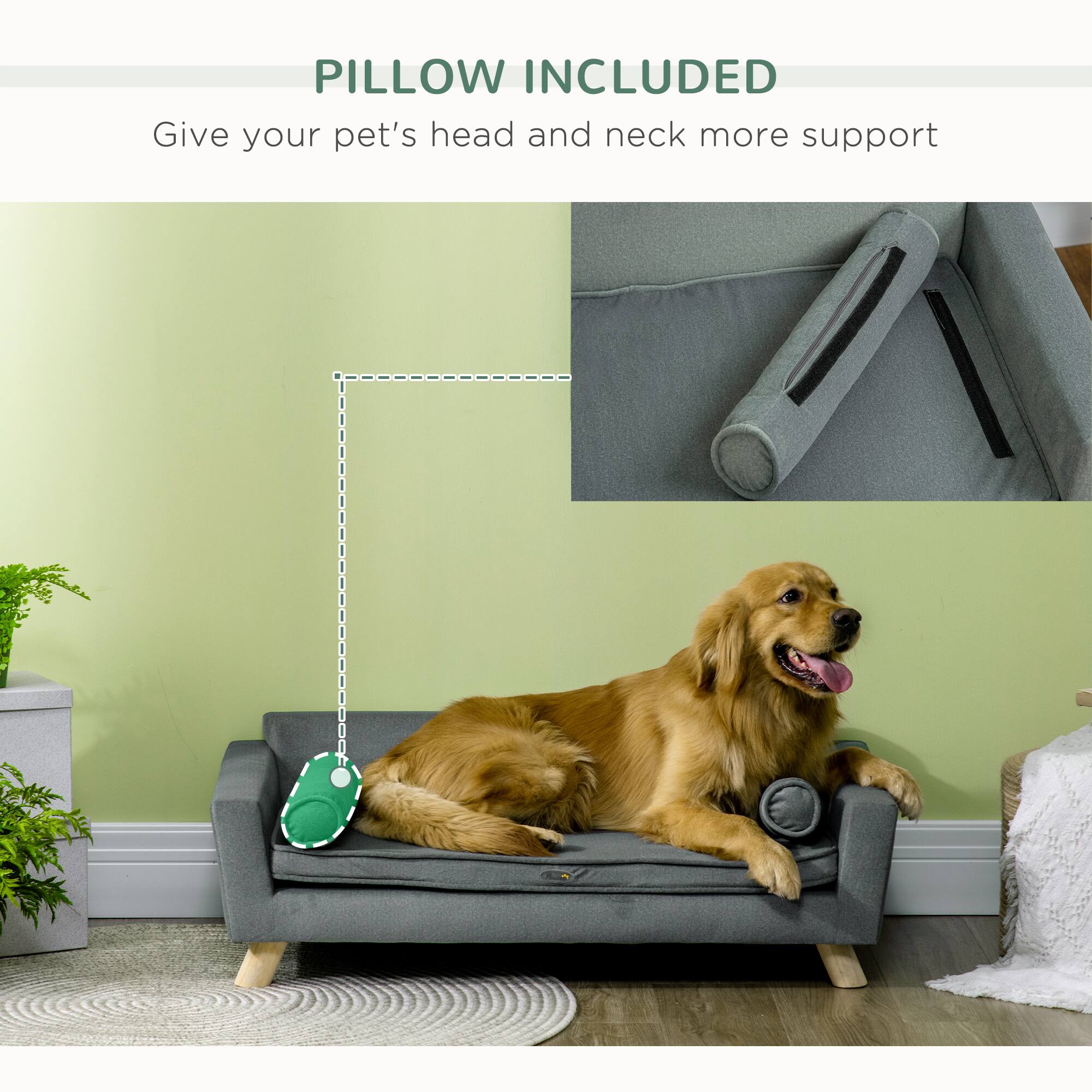 PILLOW INCLUDED  
Give your pet's head and neck more support