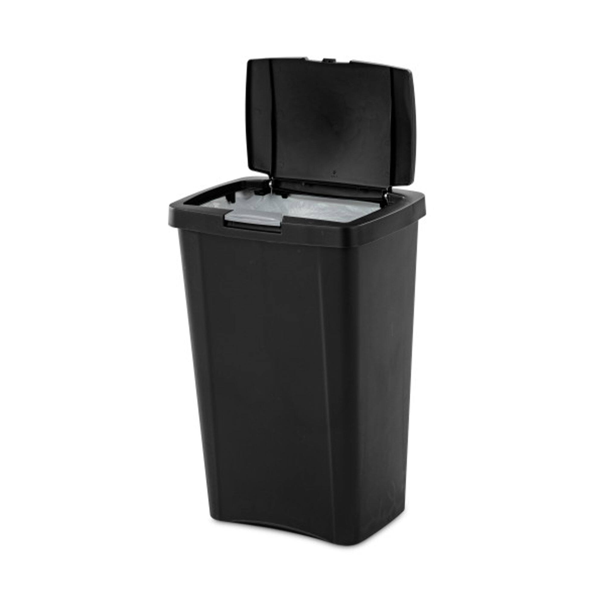 Alt View 7. Sterilite - Sterilite 13 Gallon TouchTop Wastebasket with Titanium Latch, Black (4 Pack) - Black.