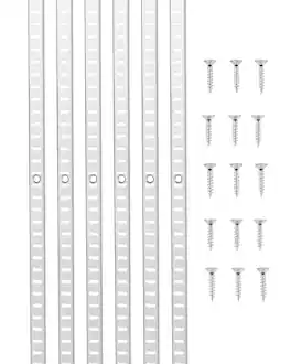 VEVOR - Shelf Pilaster, 36.3-inch 8 Pack, Adjustable Shelf Brackets Steel Mortise Mount Pilaster Strip Standards with 32 Screws - Bright Silver