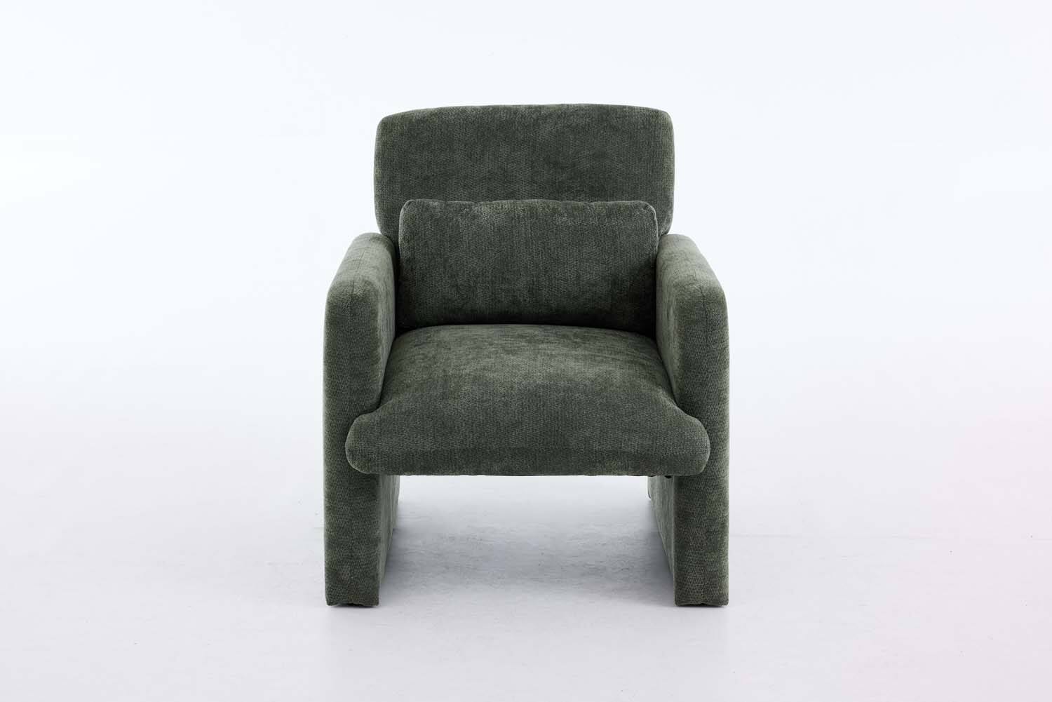 Left. Forest'nSky - Modern Office Chair in White Boucle Fabric - Upholstered Ergonomic Armchair for Desk & Lounge,Antique Green - Antique Green.