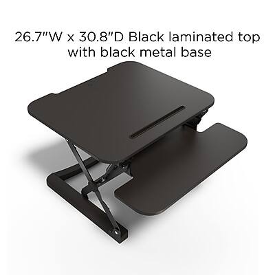 26.7"W x 30.8"D Black laminated top with black metal base