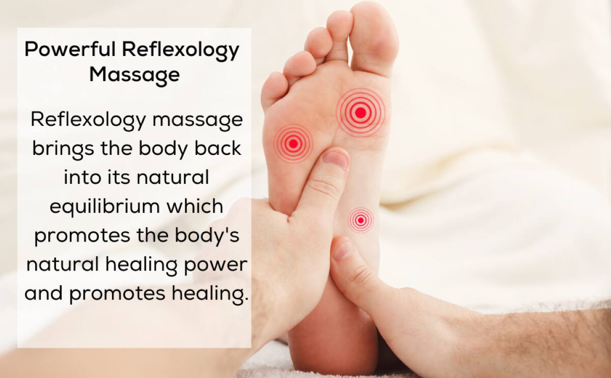 Powerful Reflexology Massage

Reflexology massage brings the body back into its natural equilibrium which promotes the body's natural healing power and promotes healing.