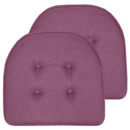 Sweet Home Collection - Solid Color U Shaped Memory Foam 17" x 16" Chair Cushions, 2-Pack - Purple
