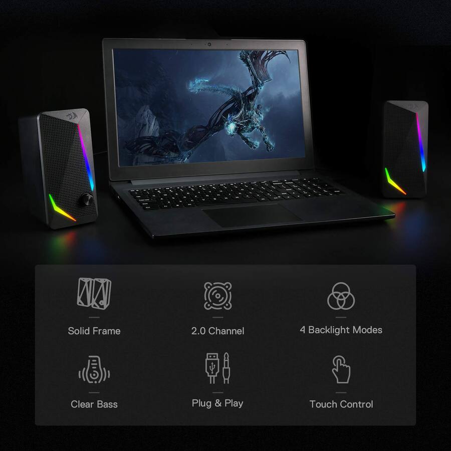 Cedar Assembly Gs510 Rgb Desktop Speakers 2 0 Pc Computer With 4 ...