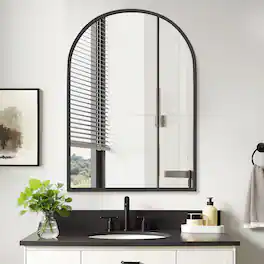 PexFix - 29.5" x 39.4" Arch Bathroom Mirror Medicine Cabinet with Adjustable Shelves - Metal Frame, Recessed or Surface Mount - Black