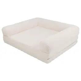 PetMaker - Human Dog Bed 74” x 41” x 9” Human Sized Dog Bed for Large Dogs and Adults with Supportive Egg Foam and Bolster - Cream