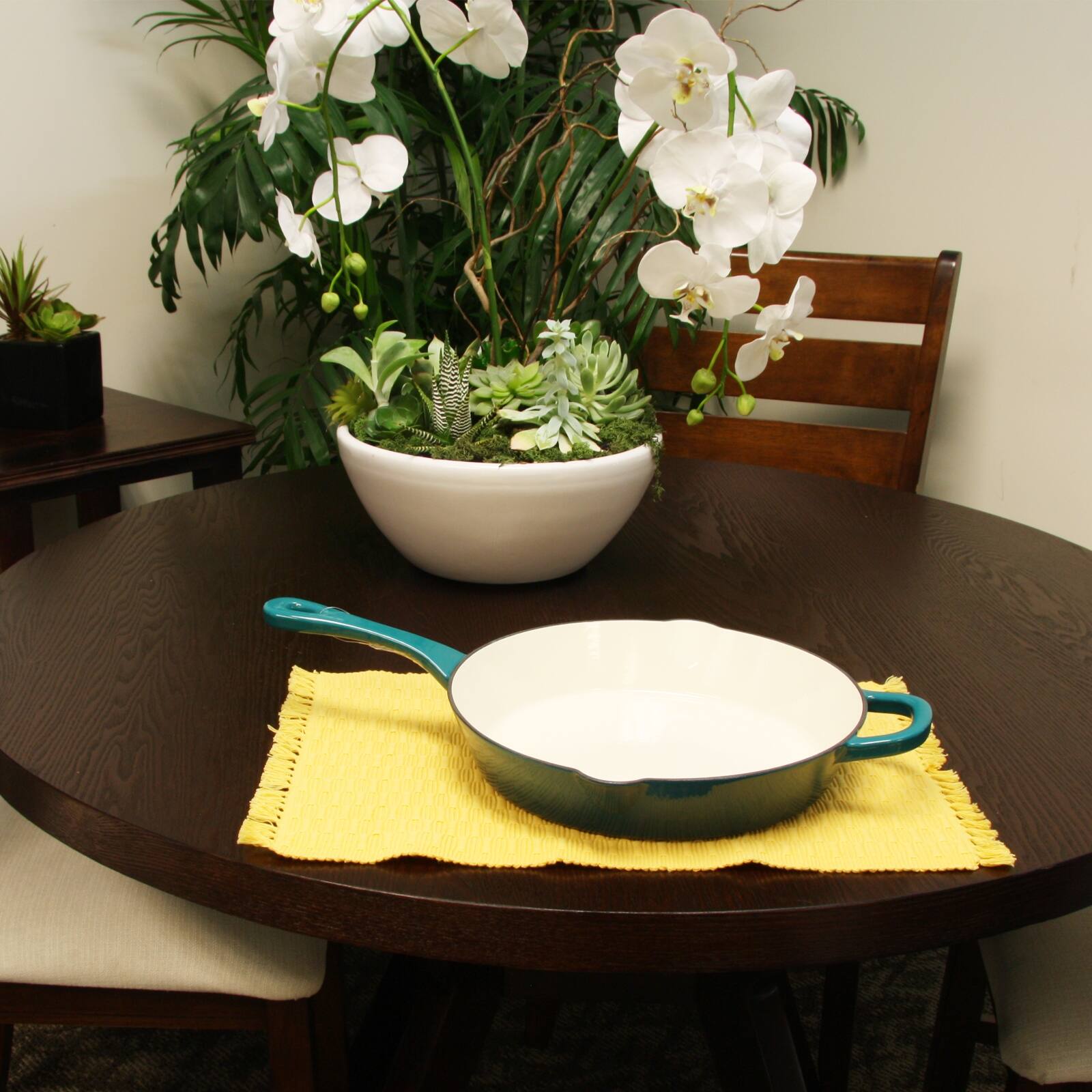 Alt View 2. Crockpot - Crock Pot Artisan 12 in. Round Enameled Cast Iron Skillet in Teal Ombre - Teal.