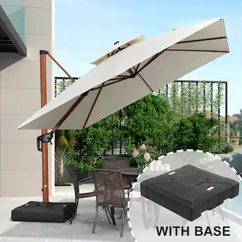 best windproof patio umbrella PURPLE LEAF 15x9ft Double-Sided Rectangular Outdoor Market with Base, Light Grey Enhance your outdoor living with our premium Solar Lighted Umbrella Arlmont & Co. Heavy Duty