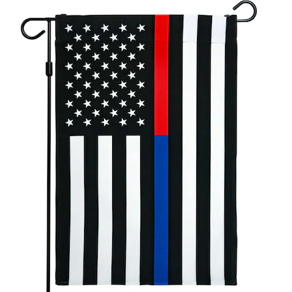 Front. G128 - Thin Blue Line & Thin Red Line American Garden Flag 12 x 18 in 150D Polyester - Assorted Colors.